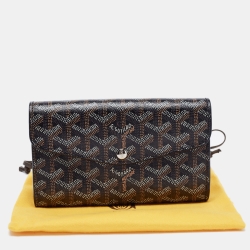 Pre Owned Goyard Black Goyardine Coated Canvas Double Flap Continental Wallet