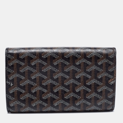 Pre Owned Goyard Black Goyardine Coated Canvas Double Flap Continental Wallet