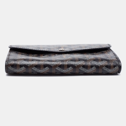 Pre Owned Goyard Black Goyardine Coated Canvas Double Flap Continental Wallet