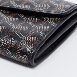 Pre Owned Goyard Black Goyardine Coated Canvas Double Flap Continental Wallet