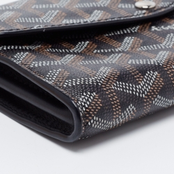 Pre Owned Goyard Black Goyardine Coated Canvas Double Flap Continental Wallet