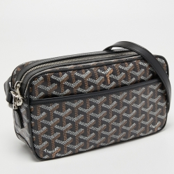 Pre Owned Goyard Black Goyardine Coated Canvas Sac Cap Vert Crossbody Bag