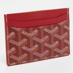Pre Owned Goyard Red Goyardine Coated Canvas and Leather Saint Sulpice Card Holder