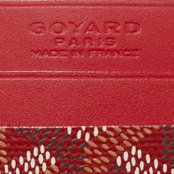 Pre Owned Goyard Red Goyardine Coated Canvas and Leather Saint Sulpice Card Holder