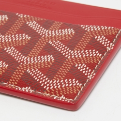 Pre Owned Goyard Red Goyardine Coated Canvas and Leather Saint Sulpice Card Holder