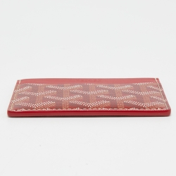 Pre Owned Goyard Red Goyardine Coated Canvas and Leather Saint Sulpice Card Holder