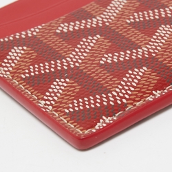 Pre Owned Goyard Red Goyardine Coated Canvas and Leather Saint Sulpice Card Holder