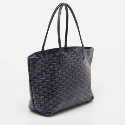 Pre Owned Goyard Navy Blue Goyardine Coated Canvas Artois PM Tote
