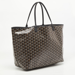 Pre Owned Goyard Black Goyardine Coated Canvas and Leather Saint Louis GM Tote