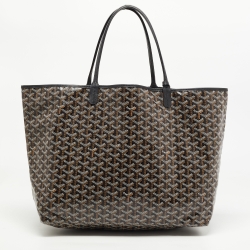 Pre Owned Goyard Black Goyardine Coated Canvas and Leather Saint Louis GM Tote
