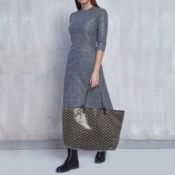 Pre Owned Goyard Black Goyardine Coated Canvas and Leather Saint Louis GM Tote