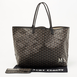 Pre Owned Goyard Black Goyardine Coated Canvas Saint Louis GM Tote