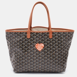 Pre Owned Goyard Brown Goyardine Coated Canvas and Leather Printed Saint Louis PM Tote