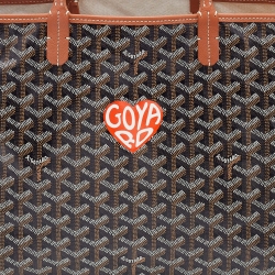 Pre Owned Goyard Brown Goyardine Coated Canvas and Leather Printed Saint Louis PM Tote