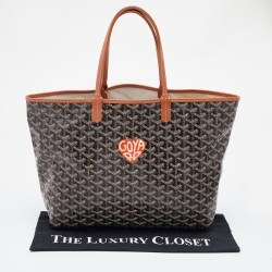 Pre Owned Goyard Brown Goyardine Coated Canvas and Leather Printed Saint Louis PM Tote