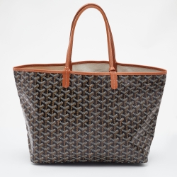 Pre Owned Goyard Brown Goyardine Coated Canvas and Leather Printed Saint Louis PM Tote