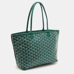 Pre Owned Goyard Green Goyardine Coated Canvas and Leather Artois PM Tote