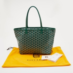 Pre Owned Goyard Green Goyardine Coated Canvas and Leather Artois PM Tote