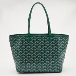 Pre Owned Goyard Green Goyardine Coated Canvas and Leather Artois PM Tote