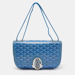 Pre Owned Goyard Blue Goyardine Coated Canvas 223 PM Shoulder Bag