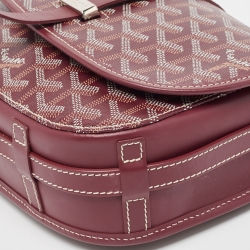 Pre Owned Goyard Burgundy Goyardine Coated Canvas Belvedere ll PM Shoulder Bag