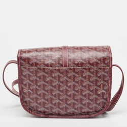 Pre Owned Goyard Burgundy Goyardine Coated Canvas Belvedere ll PM Shoulder Bag