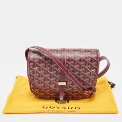 Pre Owned Goyard Burgundy Goyardine Coated Canvas Belvedere ll PM Shoulder Bag