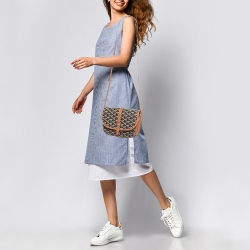 Pre Owned Goyard Brown Goyardine Coated Canvas Belvedere ll PM Shoulder Bag