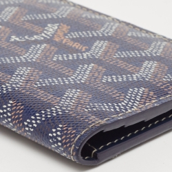 Pre Owned Goyard Navy Blue Goyardine Coated Canvas Saint Marc Card Holder