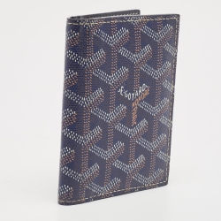 Pre Owned Goyard Navy Blue Goyardine Coated Canvas Saint Marc Card Holder