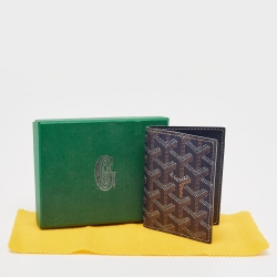 Pre Owned Goyard Navy Blue Goyardine Coated Canvas Saint Marc Card Holder