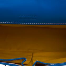 Pre Owned Goyard Blue Chevron Print Coated Canvas Belvedere MM Saddle Bag
