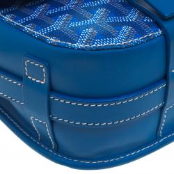 Pre Owned Goyard Blue Chevron Print Coated Canvas Belvedere MM Saddle Bag
