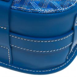 Pre Owned Goyard Blue Chevron Print Coated Canvas Belvedere MM Saddle Bag
