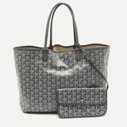 Pre Owned Goyard Grey Goyardine Coated Canvas and Leather Saint Louis PM Tote