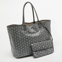 Pre Owned Goyard Grey Goyardine Coated Canvas and Leather Saint Louis PM Tote