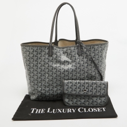 Pre Owned Goyard Grey Goyardine Coated Canvas and Leather Saint Louis PM Tote