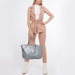 Pre Owned Goyard Grey Goyardine Coated Canvas and Leather Saint Louis PM Tote