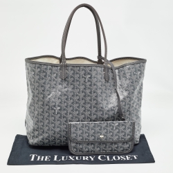 Pre Owned Goyard Grey Goyardine Coated Canvas and Leather Saint Louis PM Tote