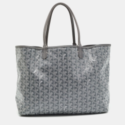 Pre Owned Goyard Grey Goyardine Coated Canvas and Leather Saint Louis PM Tote