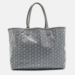 Pre Owned Goyard Grey Goyardine Coated Canvas and Leather Saint Louis PM Tote