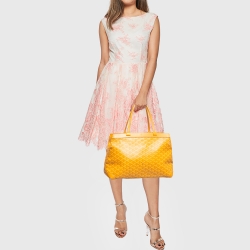 Pre Owned Goyard Yellow Goyardine Coated Canvas and Leather Bellechasse PM Tote