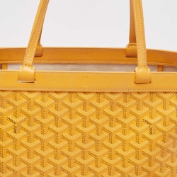 Pre Owned Goyard Yellow Goyardine Coated Canvas and Leather Bellechasse PM Tote