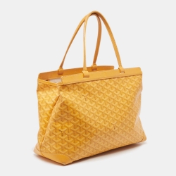 Pre Owned Goyard Yellow Goyardine Coated Canvas and Leather Bellechasse PM Tote