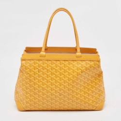 Pre Owned Goyard Yellow Goyardine Coated Canvas and Leather Bellechasse PM Tote