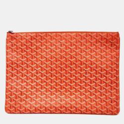 Goyard Orange Goyardine Canvas Senna GM Pouch