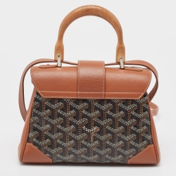 Pre Owned Goyard Brown Goyardine Coated Canvas and Leather Mini Saigon Top Handle Bag