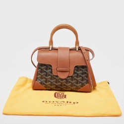 Pre Owned Goyard Brown Goyardine Coated Canvas and Leather Mini Saigon Top Handle Bag