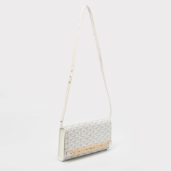 Pre Owned Goyard White Goyardine Coated Canvas Monte Carlo Bois Shoulder Bag