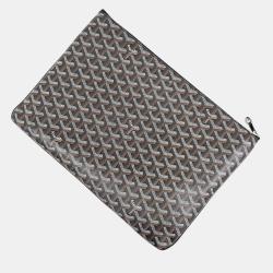 Pre Owned Goyard Black Goyardine Canvas Senat GM Clutch Bag